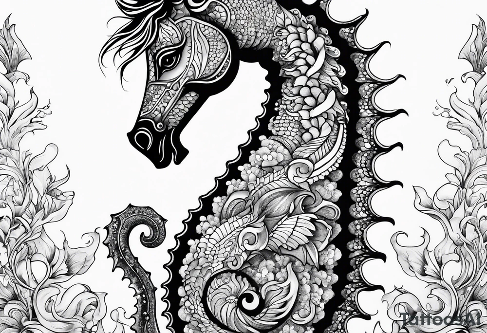 Under ocean seahorse tattoo idea