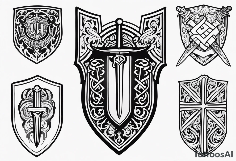 Valhalla shield sword symbol tattoo idea