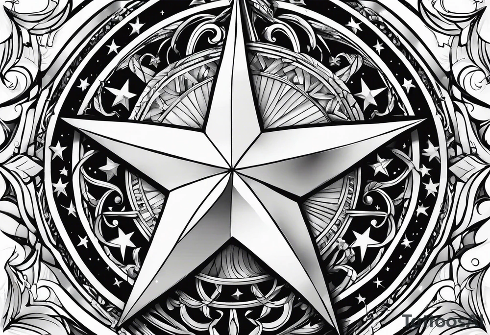 Simple guiding star tattoo on White Background. No other Elements than the star tattoo idea