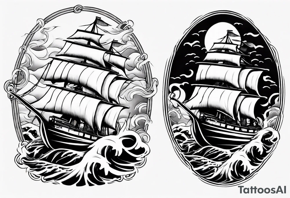 ocean waves ship zeus forearm tattoo tattoo idea