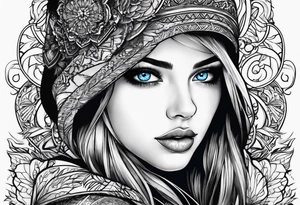 A girl with blue eyes tattoo idea