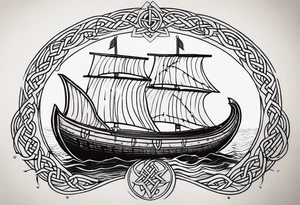 Viking longship, celtic rune compass, Yggdrasil tattoo idea