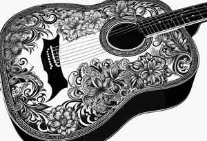 full scale basic black acoustic guitar for women's inner bicep. tattoo idea