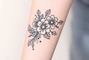 floral composition with japanese vibe, mutiple ornemental patern and leaf tattoo idea