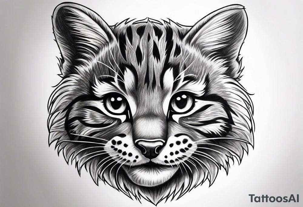 Super cute happy wildcat cub tattoo idea
