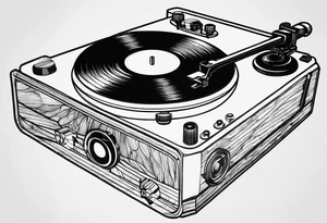 Recordplayer finline art minimalistic tattoo idea