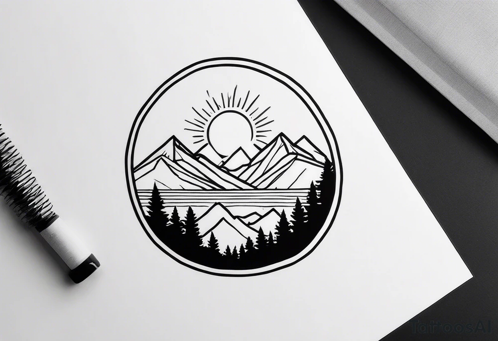 Mountain Range with a Sun tattoo idea