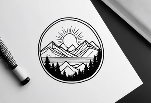 Mountain Range with a Sun tattoo idea