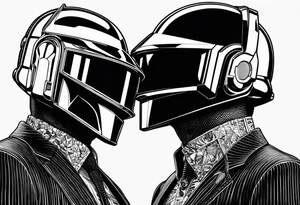 daft punk heads on top of each other tattoo idea