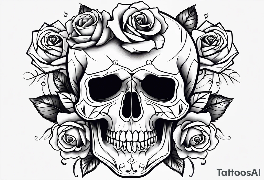 skull and roses tattoo idea