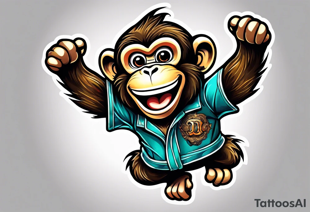 full body jumping monkey tattoo idea