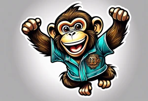 full body jumping monkey tattoo idea