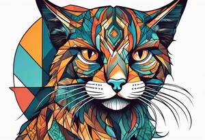 A cat extends its paw to the beast looking at it tattoo idea