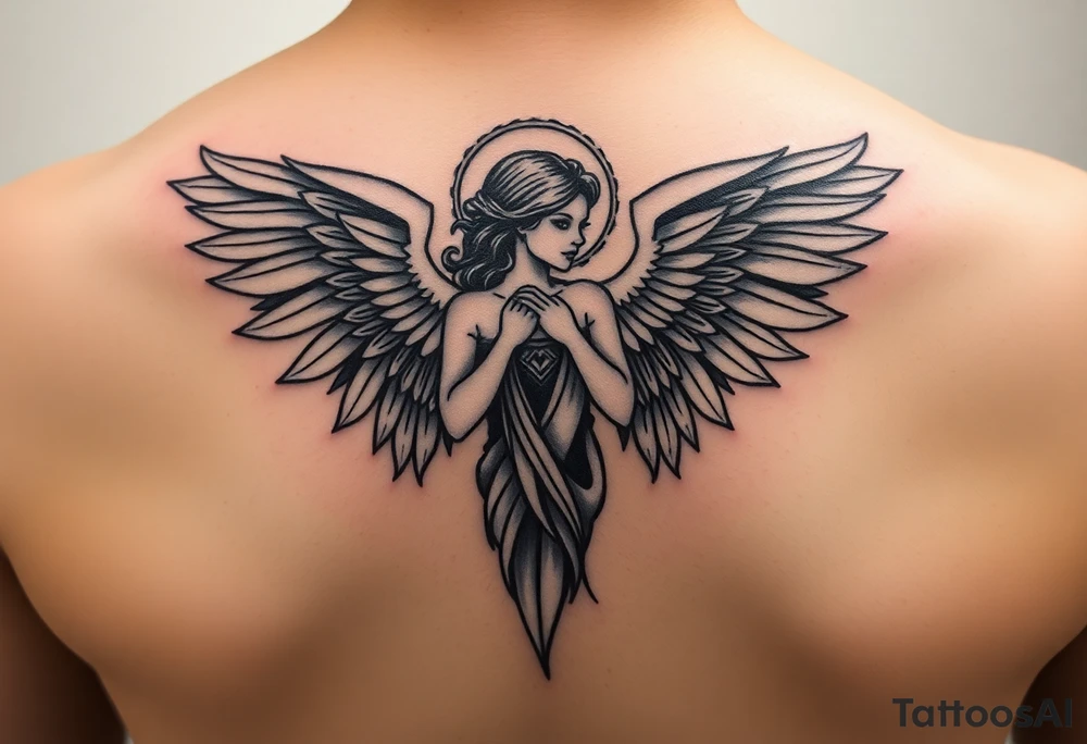 guardian angel women tattoo idea