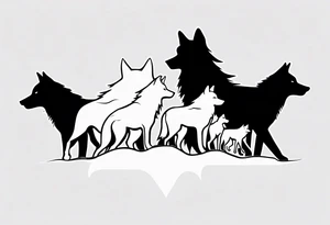 Silhouette of wolf pack tattoo idea