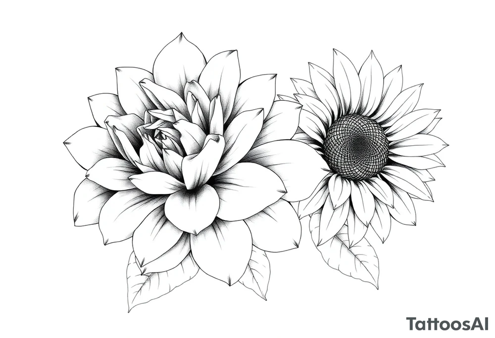 Chrysanthemum White Rose and sunflower tattoo tattoo idea