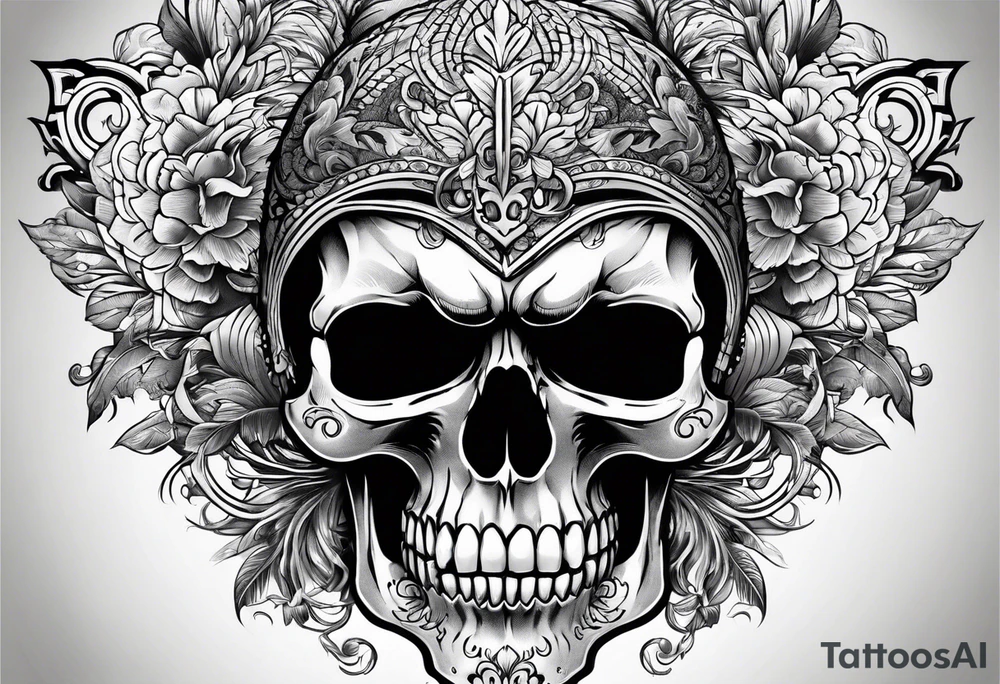 human skull with fangs tattoo idea