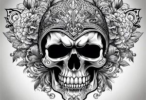 human skull with fangs tattoo idea