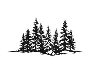 Coniferous forest trees in blackvand gray tattoo sleeve tattoo idea