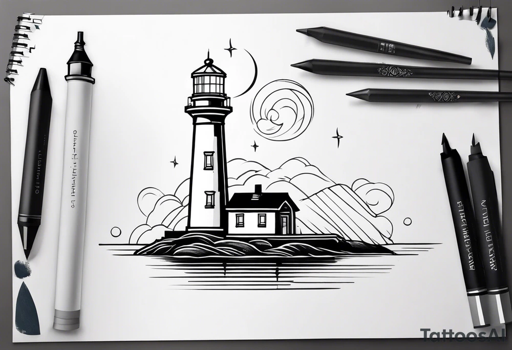 Lighthouse in draw tattoo idea