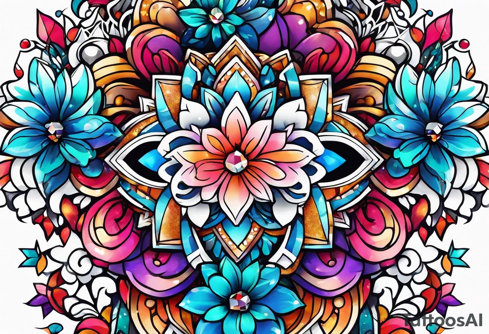 Glitter crystal cluster dreamland tattoo idea