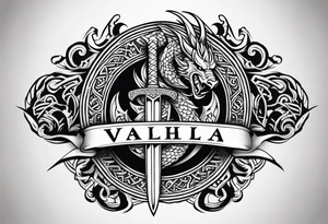 Viking sword Valhalla sheild dragon tattoo idea