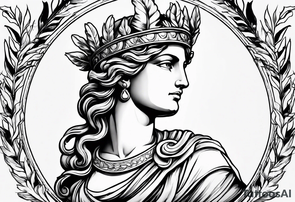 Athena with a laurel wreath around him tattoo idea