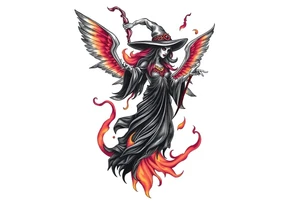 Witch in the flame tattoo idea