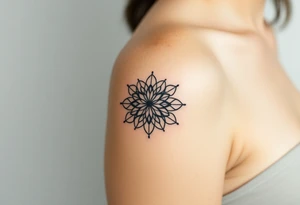 A Flower of Life pattern with delicate dot work shading placed in cyrcle tattoo idea