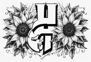 combining the letters E and H with a sunflower image tattoo idea
