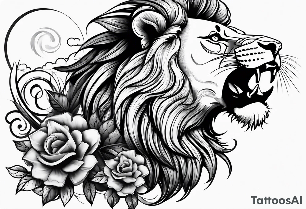 Lion and gun tattoo idea