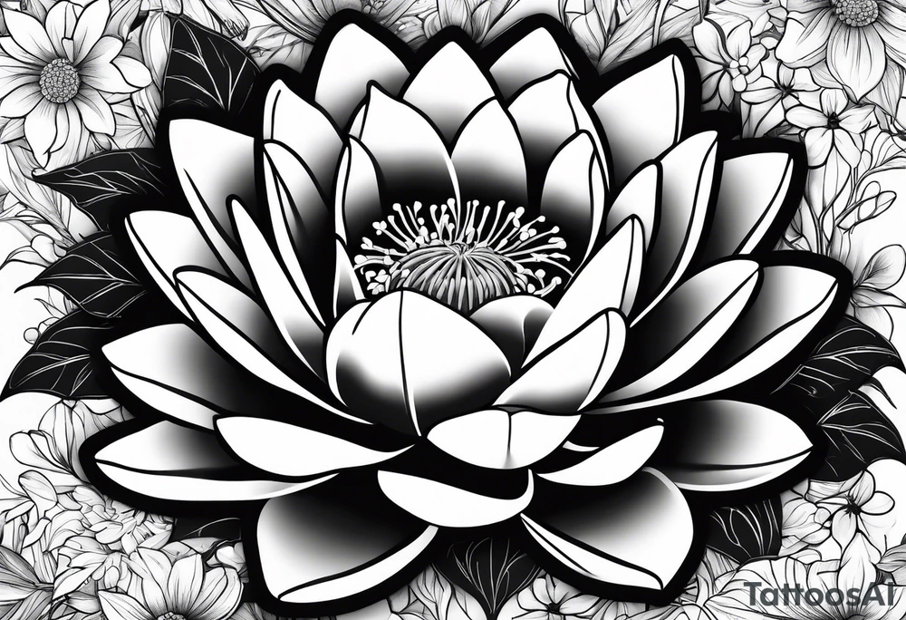 Water lily and holly berry birth flowers intertwined tattoo idea