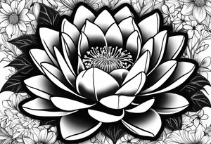 Water lily and holly berry birth flowers intertwined tattoo idea