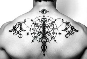Sephiroth tree tattoo with sacred geometry and cosmic elements 10 Sephiroth Kabbala tattoo idea