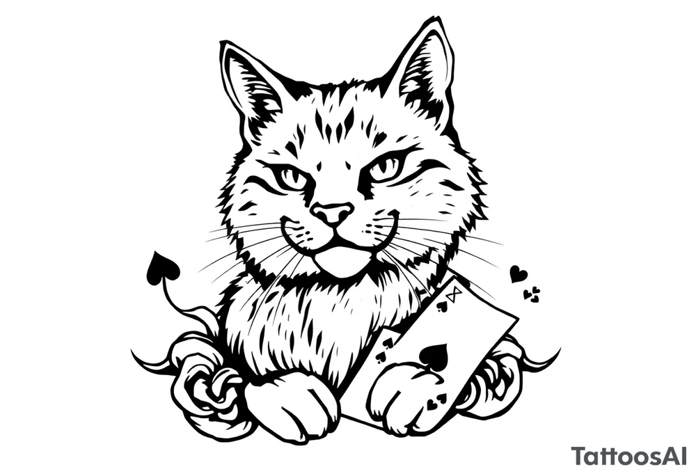 Cat tattoo, incorporate aspects of playing cards tattoo idea