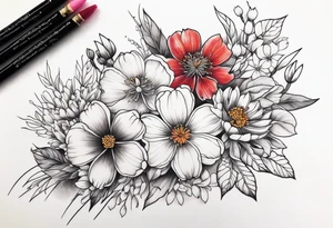 wildflower bouquet tattoo idea