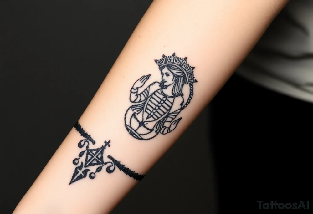 Scorpio,The hierophant high priestess, empress, emperor, queen of ace, queen of cups, Ace of pentacles tattoo idea