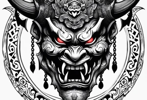 Undead oni mask tattoo idea