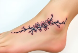 delicate cherry blossoms swirling in spring breeze with petals tattoo idea