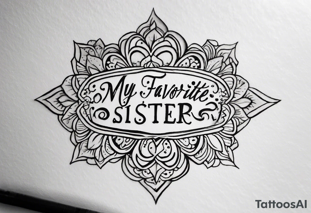 simple, fine line tattoo that includes my sisters handwriting "my favorite sister" and incorporate a single puzzle piece. This will be on my ankle and should be small. Only have one single puzzle piece and have it smaller than the words tattoo idea
