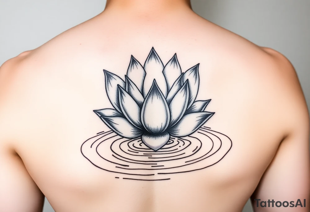 serene lotus flower emerging from sacred waters with ripples tattoo idea