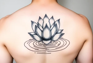 serene lotus flower emerging from sacred waters with ripples tattoo idea