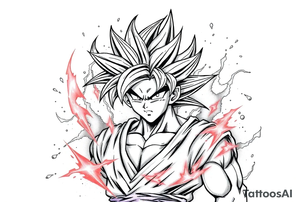 legendary dragonball z scene with energy aura and power effects tattoo idea