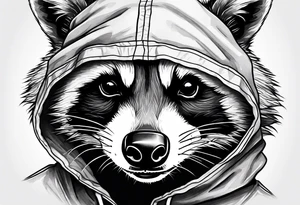 raccoon wearing a Superman hoodie tattoo idea