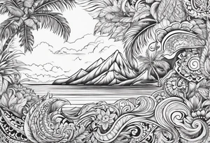 Hawaiian islands paisley tattoo idea
