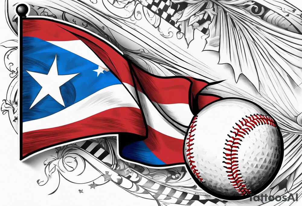 Puerto rico flag and baseball with jersey #2 tattoo idea