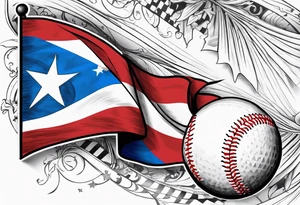 Puerto rico flag and baseball with jersey #2 tattoo idea