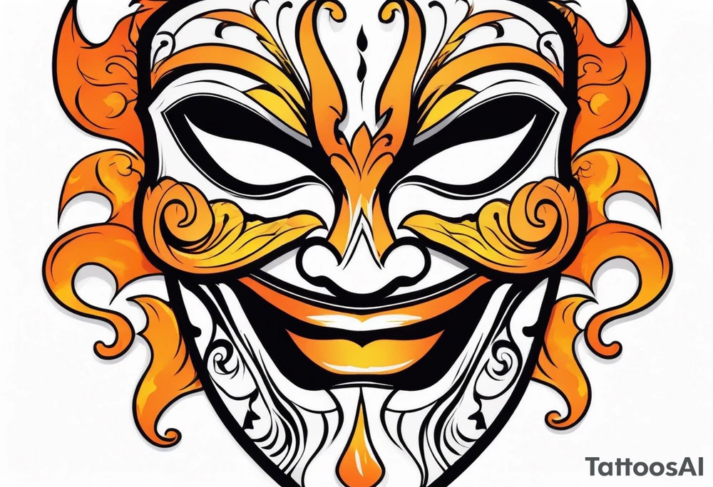 Laughing Male masquerade mask with orange smoke tattoo idea