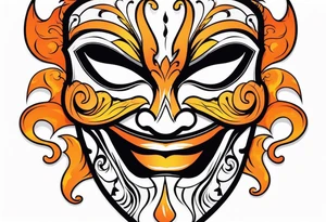 Laughing Male masquerade mask with orange smoke tattoo idea