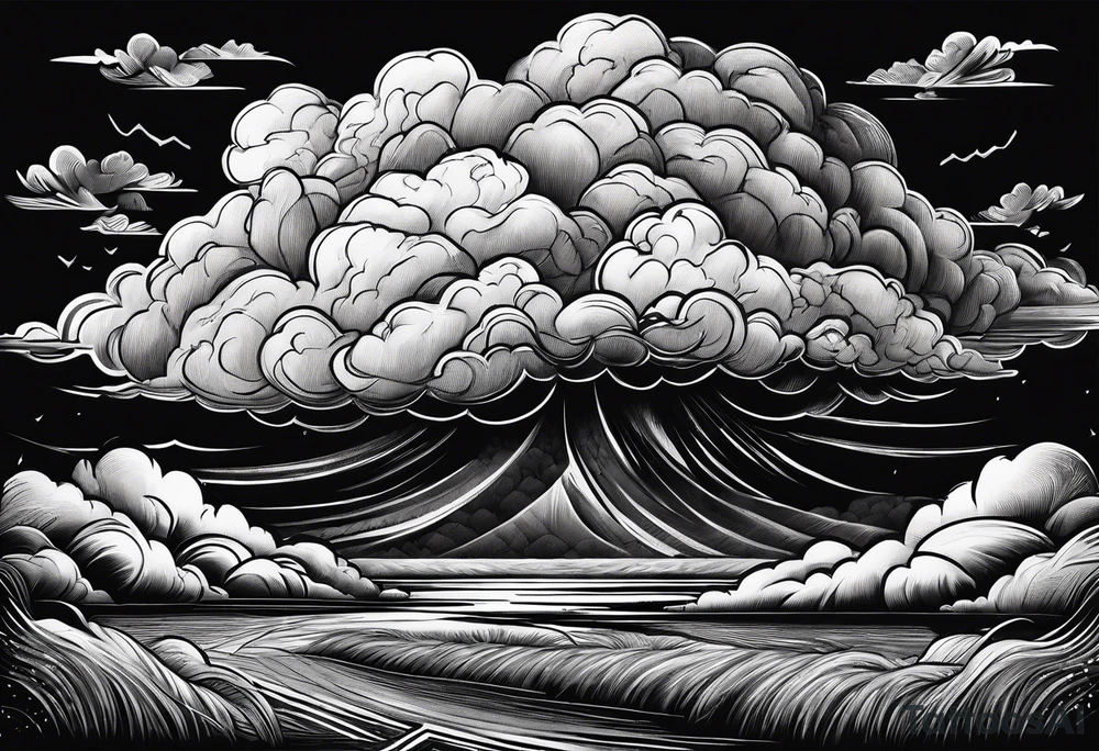 Heavy dark storm clouds tattoo idea